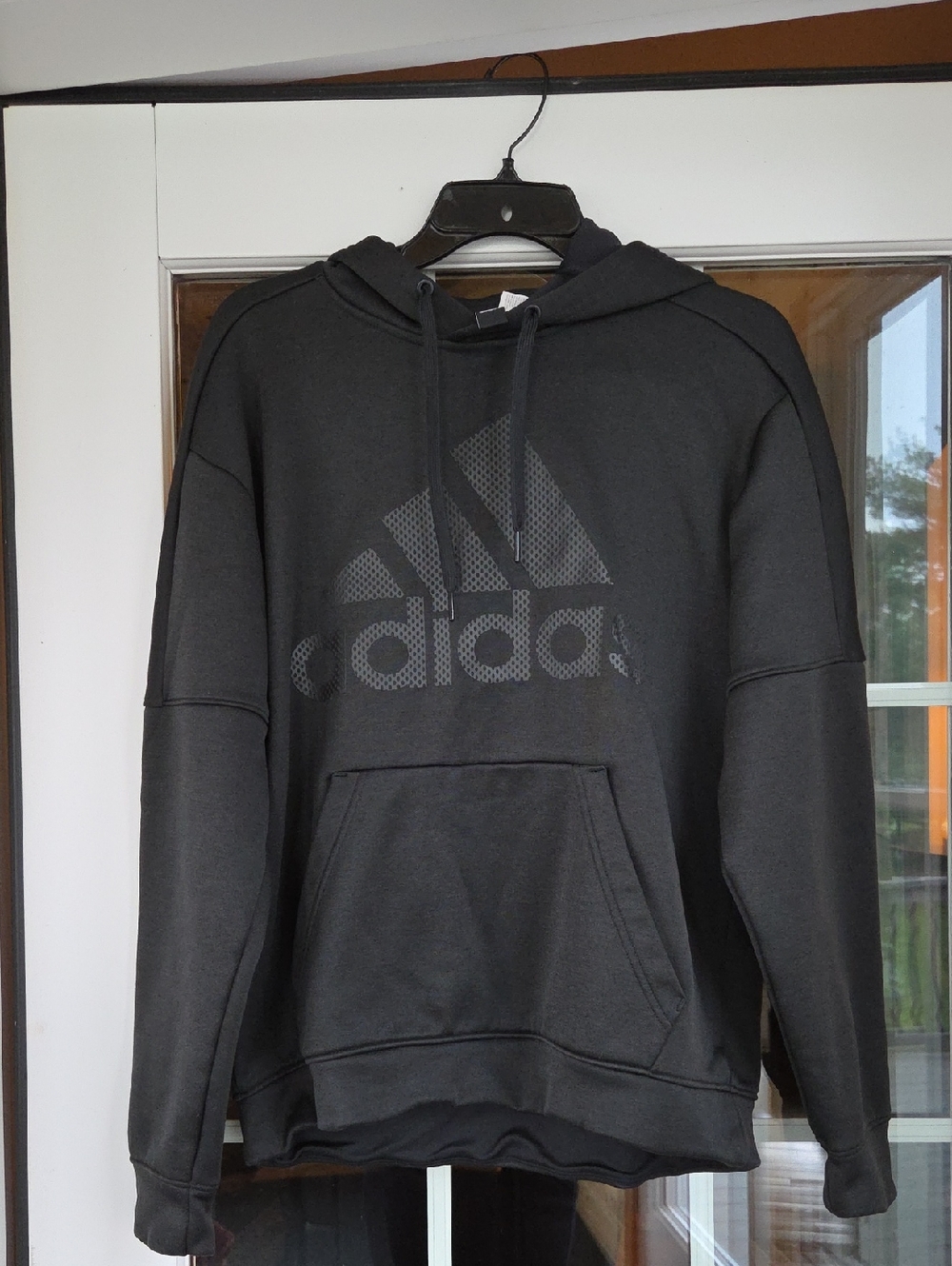 adidas Men's Black Pullover Hoodie with Subtle Logo, Sz S